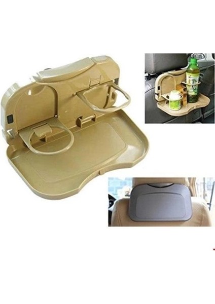 Araç Içi Koltuk Arkası Katlanabilir Bardak Tutuculu Bej Tepsi fiyatları