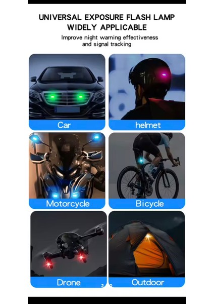 Kablosuz LED Flaşörlü Araba Dekor Atmosfer Lambası 8 Renkli Şarj Edilebilir LED Işıklar Çarpışma Önleyici LED Uyarı Lambası