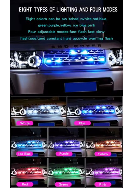 Kablosuz LED Flaşörlü Araba Dekor Atmosfer Lambası 8 Renkli Şarj Edilebilir LED Işıklar Çarpışma Önleyici LED Uyarı Lambası modelleri