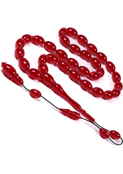 Üst Düzey Malzeme ve İşçilik Bordo Sıkma Kehribar Tesbih modelleri