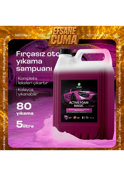 Active Foam Magic 5L - Araba Şampuanı Hızlı Köpüren Renk Değiştiren Fırçasız Oto Yıkama Şampuanı ( Tüm Araçlar İçin, Oto Temizleyici, Köpük Şampuan )