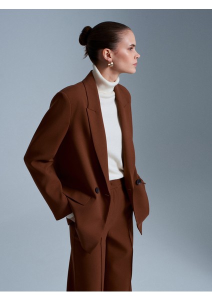 60767 Blazer Ceket-Kiremit