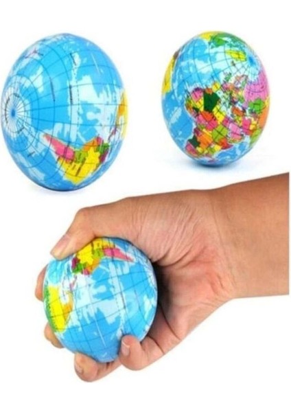 Dünya Haritalı Büyük Boy Stres Topu - Renkli ve Eğlenceli El Oyuncağı