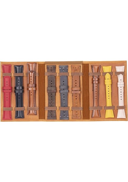 Hakiki Deri, El Yapımı, Saat Kordonu Taşıma Çantası, Tan Rengi