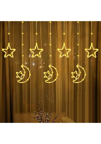 Su Geçirmez 3 Metre LED Işıklı Ay ve Yıldız Işık Zinciri Dekoratif Fişli Aydınlatma Ev Dekorasyonu Salon Oda Merdiven Balkon Süslemeleri Için Yılbaşı Eğlence Doğum Günlerine Özel Aydınlatma