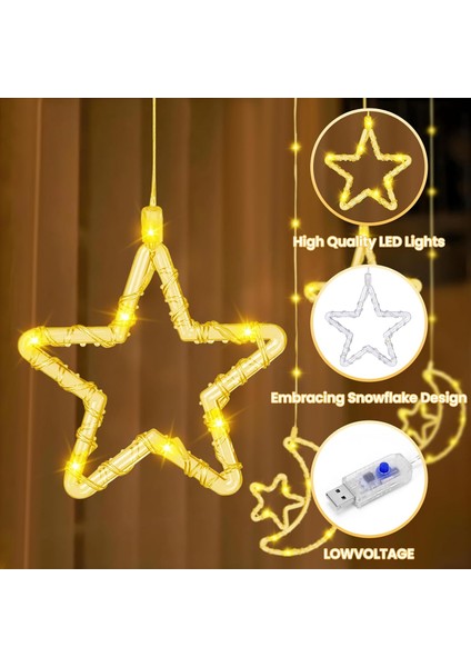 Su Geçirmez 3 Metre LED Işıklı Ay ve Yıldız Işık Zinciri Dekoratif Fişli Aydınlatma Ev Dekorasyonu Salon Oda Merdiven Balkon Süslemeleri Için Yılbaşı Eğlence Doğum Günlerine Özel Aydınlatma fırsatları