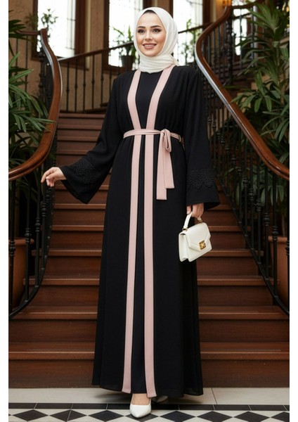 Kemerli Somon Tesettür Abaya 55440SMN fırsatları