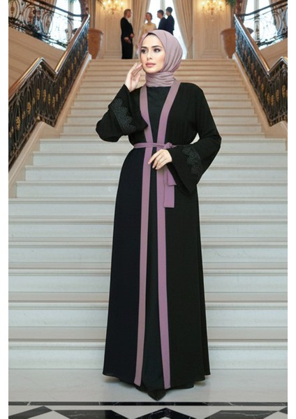 Kemerli Koyu Gül Kurusu Tesettür Abaya 55440KGK fırsatları