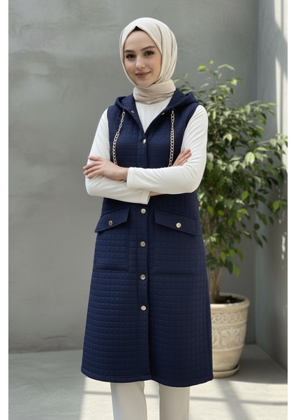 Kadın Kapüşonlu Uzun Kapitone Yelek fiyatları