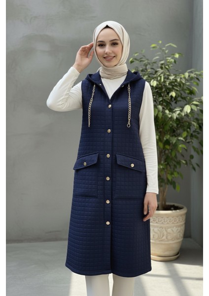 Kadın Kapüşonlu Uzun Kapitone Yelek modelleri