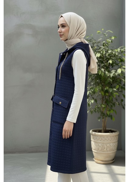 Kadın Kapüşonlu Uzun Kapitone Yelek fırsatları