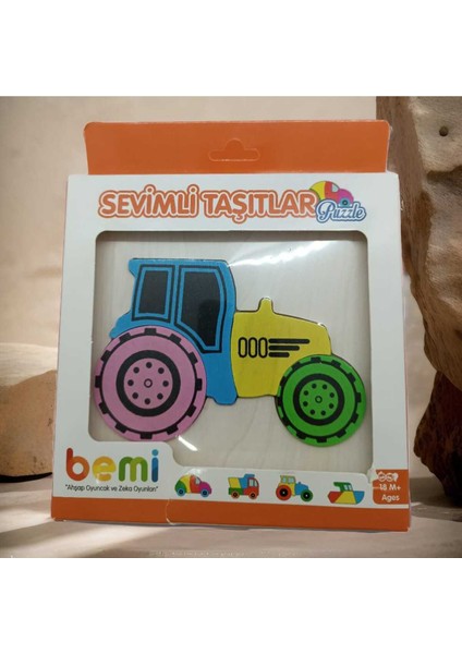 %100 Doğal Ahşap Sevimli Taşıtlar Puzzle, Çocuklar Için Eğlenceli ve Güvenli Seçenek