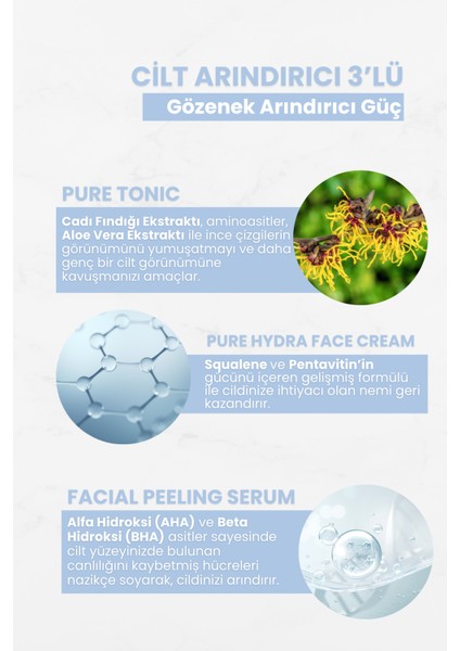 Cilt Arındırıcı 3'lü -Glikolik Asit Tonik 200 Ml&hydra Face Cream 50 Ml&facial Peeling Serumu 30 ml fiyatları