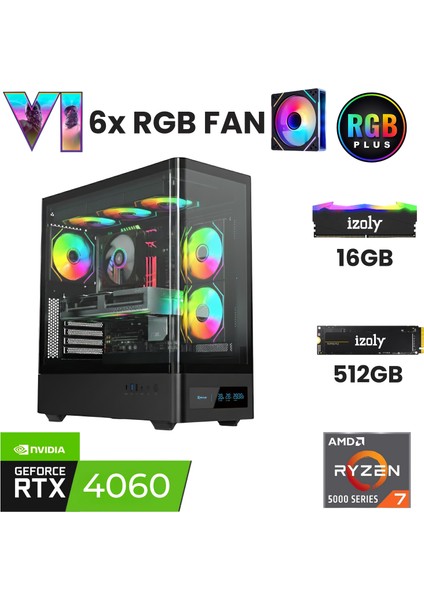 Eagle Ryzen 7 3700X 16GB 512GB M.2 Nvme Rxt 4060 8gb Oyuncu Masaüstü Bilgisayarı