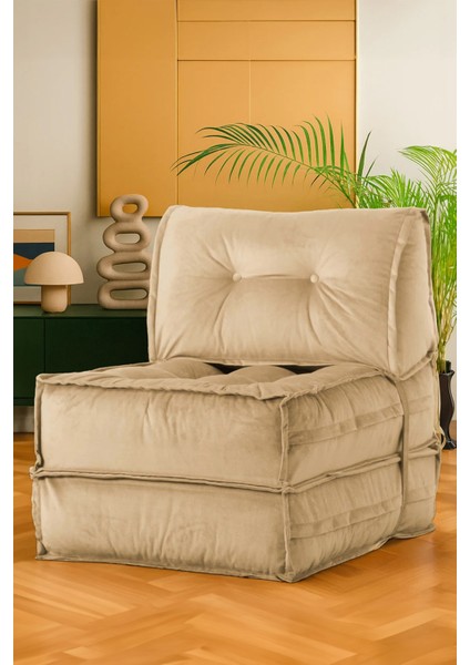 Mocca Tek Kişilik Katlanır Yatak Uzanma Koltuğu - Bej
