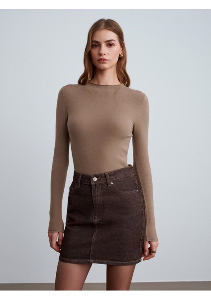 10841 Dik Yaka Kaşmir Karışımlı Triko Kazak-K.vizon M. modelleri