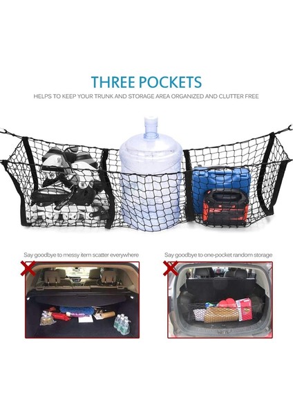 Pocket Bagaj Depolama Çantası Depolama Ağır Kargo Ağı Araba Suv Kamyonet Yatağı Siyah Örgü Kemer 4 Kanca ve Döngüler Için Uygun (Yurt Dışından) modelleri