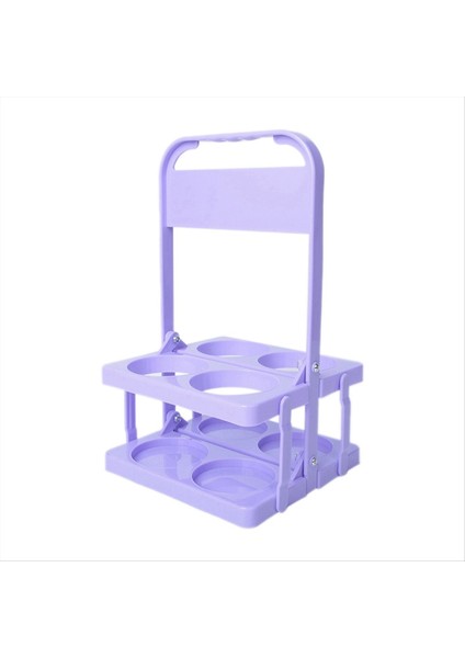 4 Delik Katlanabilir Plastik Içecek Taşıyıcı Saplı Taşınabilir Içecek Tutucu ile Yeniden Kullanılabilir Içecek Tutucu Açık Mor (Yurt Dışından)