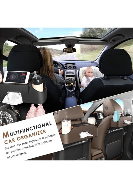 Araba Koltukları 2 Içecek Fincan Tutucu Cep Telefonu Tutucuları Kancalar ve Doku Kutusu Aksesuarları - Siyah (Yurt Dışından) fırsatları