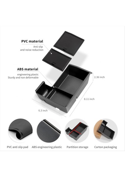 Araç Kol Masası Depolama Kutusu Organizatör Kılıf Merkezi Konsol Byd Song Için Depolama Tepsisi Plus Dmı/sealıon 6 2025 Rhd (Yurt Dışından) modelleri