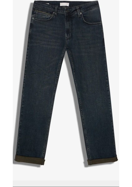 Erkek Normal Bel Fermuarlı Boru Paça Üst Kalite Jean Pantolon