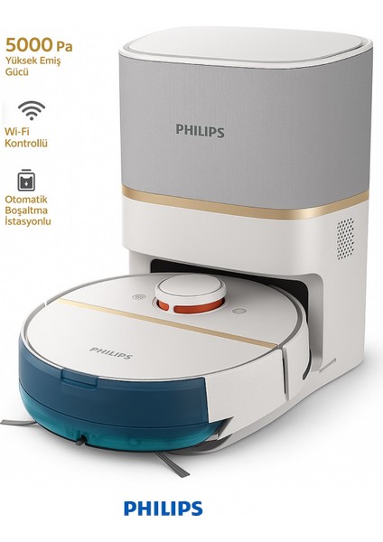 7000 Serisi Aqua Titreşimli Mop ve Haritalamalı Beyaz Robot Süpürge - Türkçe Uygulama ve 30 Gün Hazne Boşaltmayan Istasyon + Tiftik Cihazı