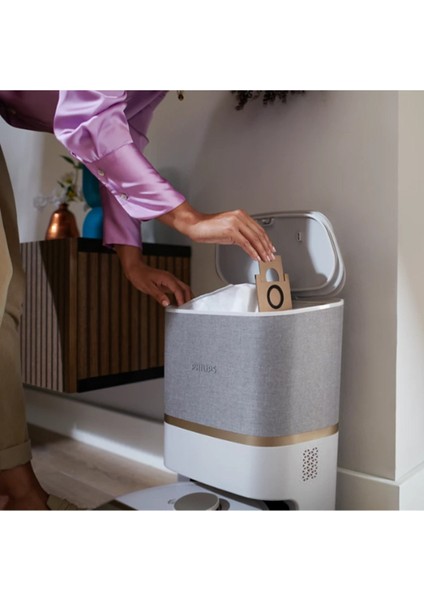 7000 Serisi Aqua Titreşimli Mop ve Haritalamalı Beyaz Robot Süpürge - Türkçe Uygulama ve 30 Gün Hazne Boşaltmayan Istasyon + Tiftik Cihazı