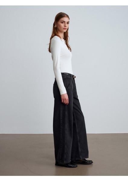 72088 %100 Pamuk Baggy Jean-Siyah indirimleri