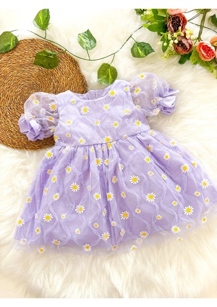 Lila Papatya Çocuk Elbise