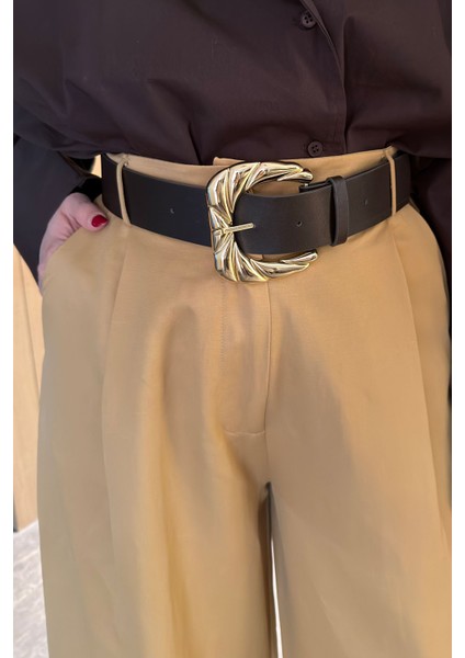 Saten Premium Kumaş Palazzo- Hardal modelleri