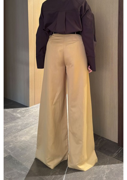 Saten Premium Kumaş Palazzo- Hardal fırsatları