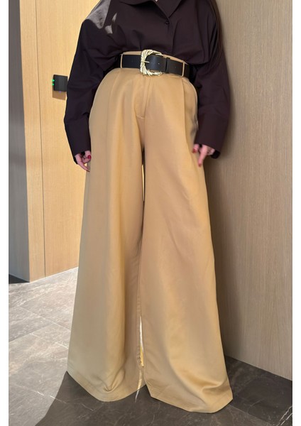 Saten Premium Kumaş Palazzo- Hardal indirimleri