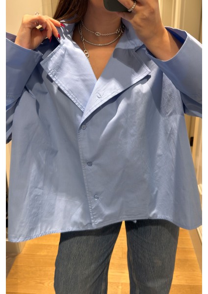 Reglan Kol Tasarım Premium Gömlek- Mavi modelleri