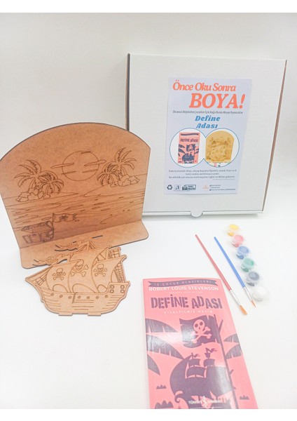 Kahverengi Ahşap Boyama ve Okuma Seti, Hediye Kitap ile Eğlenceli Aktiviteler fiyatları