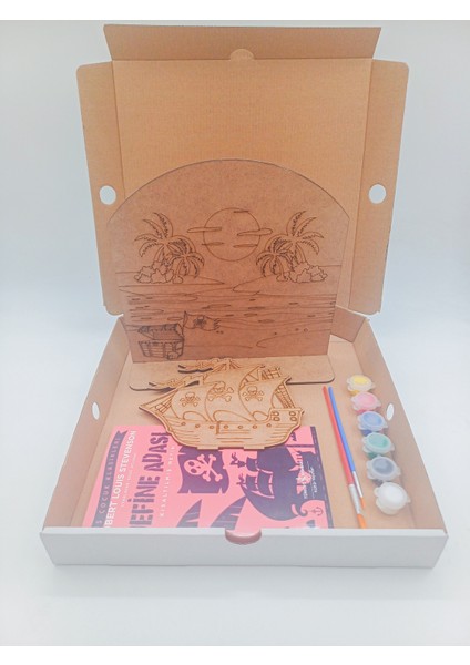 Kahverengi Ahşap Boyama ve Okuma Seti, Hediye Kitap ile Eğlenceli Aktiviteler modelleri