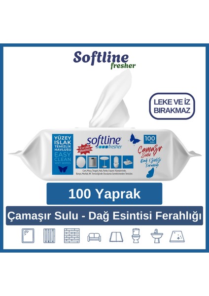 Softline Easy Clean Çamaşır Sulu Islak Mendil Yüzey Temizlik Havlusu & Mendili 6'lı Paket (6X100 Yaprak) fiyatları