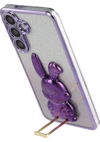 Samsung Galaxy A56 5G Elektrokaplama Parıltılı Tavşan PC + TPU Telefon Kılıfı ve Ayaklık (Yurt Dışından) indirimleri