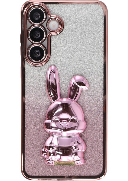 Samsung Galaxy A56 5G Elektrokaplama Parıltılı Tavşan PC + TPU Telefon Kılıfı ve Ayaklık (Yurt Dışından) modelleri