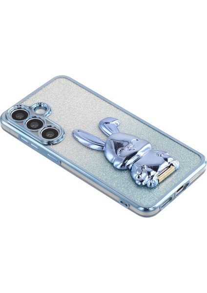 Samsung Galaxy A56 5G Elektrokaplama Parıltılı Tavşan PC + TPU Telefon Kılıfı ve Ayaklık (Yurt Dışından)