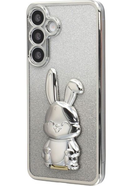 Samsung Galaxy A56 5G Elektrokaplama Parıltılı Tavşan PC + TPU Telefon Kılıfı ve Ayaklık (Yurt Dışından) modelleri
