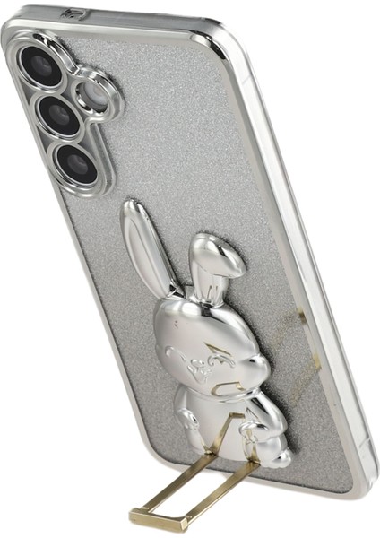 Samsung Galaxy A56 5G Elektrokaplama Parıltılı Tavşan PC + TPU Telefon Kılıfı ve Ayaklık (Yurt Dışından) fırsatları