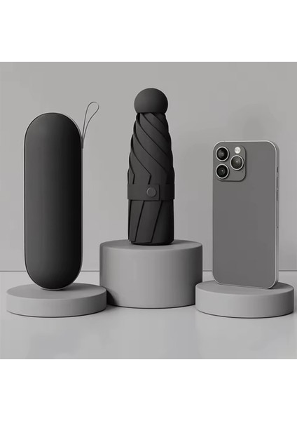 Kılıflı Kapsüllü Siyah Şemsiye, Şık ve Dayanıklı Tasarım ile Kullanıma Hazır