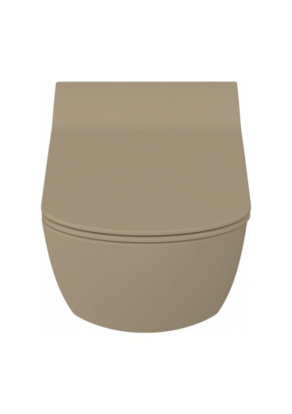 EG321 Elegant Rim-Off Kanalsız Duroplast Yavaş Kapanan Klozet Kapaklı Mat Cappucino Set