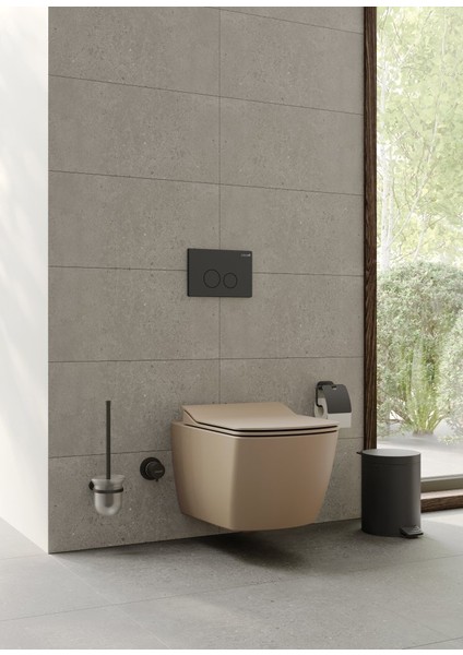 EG321 Elegant Rim-Off Kanalsız Duroplast Yavaş Kapanan Klozet Kapaklı Mat Cappucino Set fiyatları