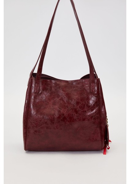 Kırmızı Örgü Aksesuar Detaylı Omuz Çantası fırsatları