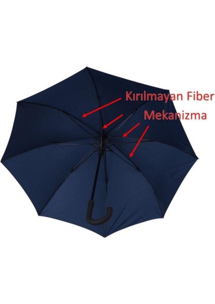 Lacivert Rüzgarda Dayanıklı Fiber Baston Şemsiye modelleri