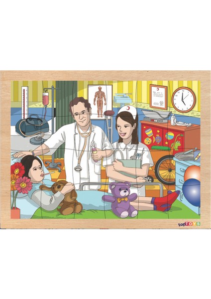 24 Parça Ahşap Puzzle, Beyaz, Eğlenceli ve Öğretici Oyun Seti