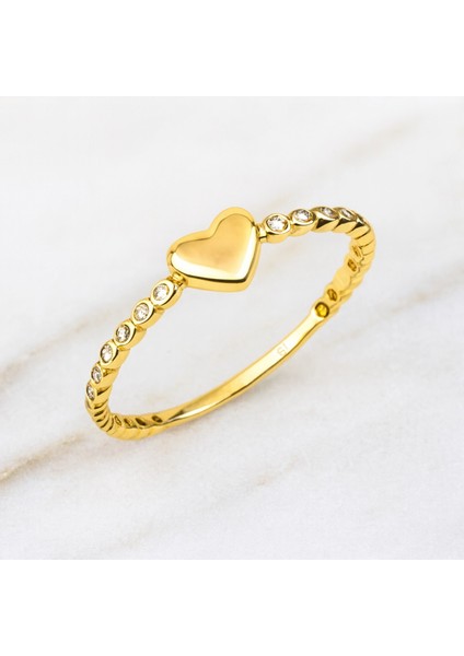 14 Ayar Altın Bezel Kalp Yüzük, Sonsuzluk Sıra Taşlı Yüzük fiyatları