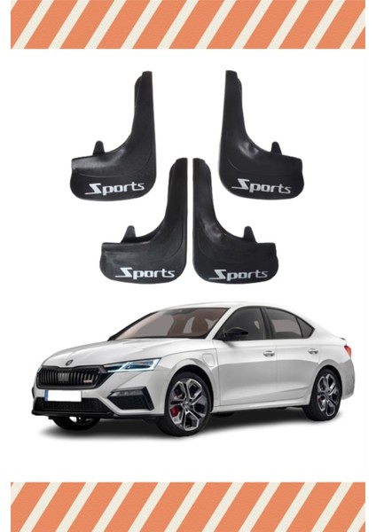 Skoda Octavia Sports Yazılı 4'lü Tozluk Çamurluk Paçalık