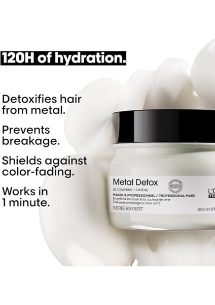 L&apos;oréal Professionnel Paris Serie Expert Metal Detox Renkli ve Açıcı ile Işlem Görmüş Saçlar Için Metal Karşıtı Saç Bakım Maskesi 250ML